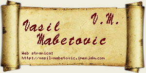 Vasil Mabetović vizit kartica